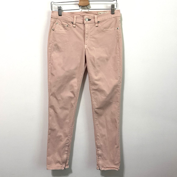 Rag & Bone Skinny Zipper Capri Pants 29 Pink Mid Rise Ankle 29x26 Casual Spring - Picture 1 of 10